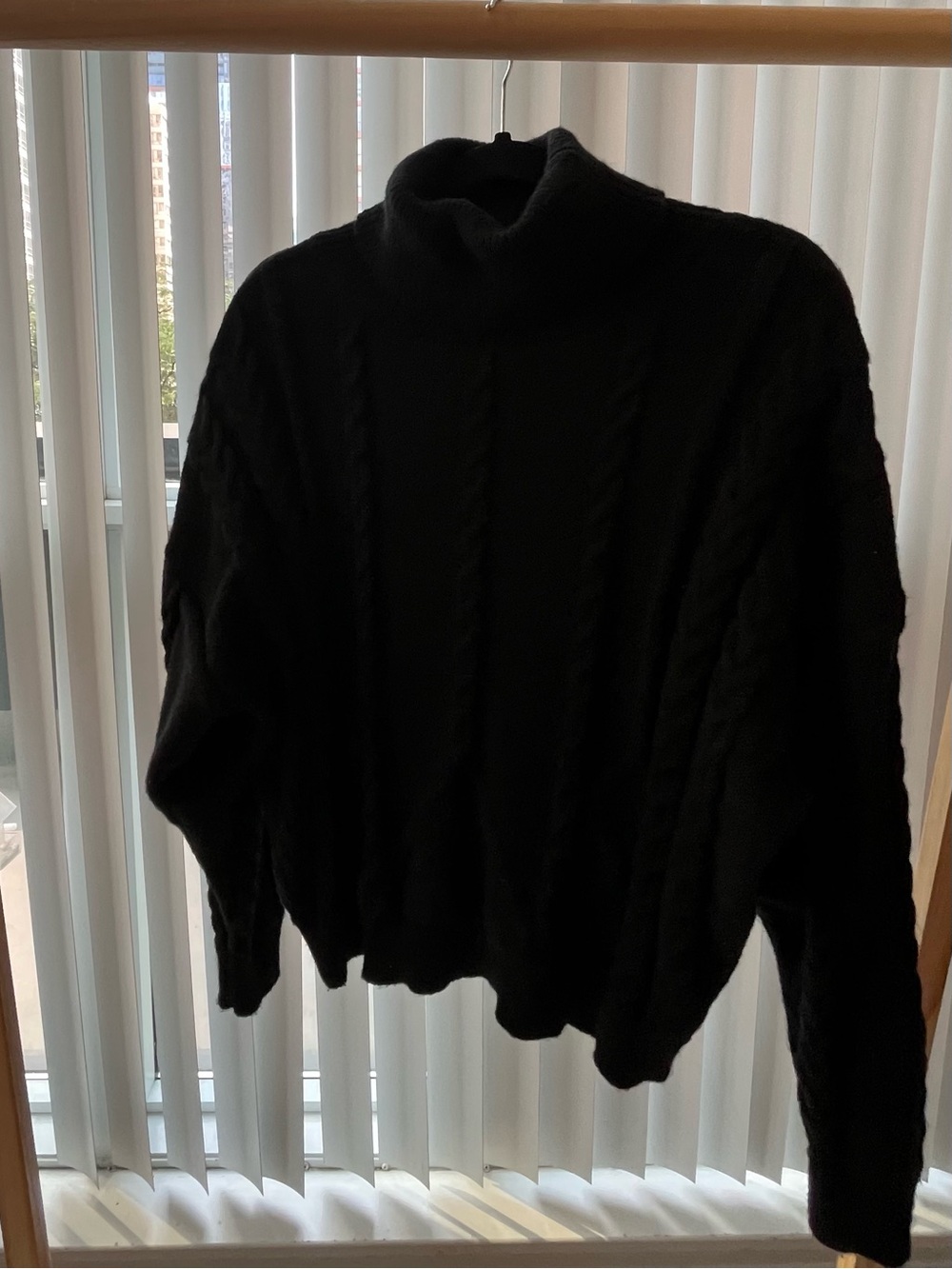 S Women’s Commense Black Cable-Knit Turtleneck Sweater